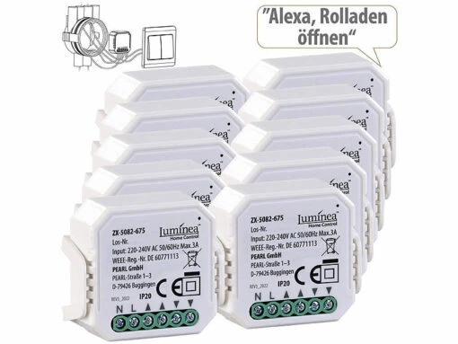 Luminea Home Control Rolladensteuerung:10er-Set WLAN-Unterputzmodule Für Smarte Rollladen, App & Sprachbefehl -Shop Für Smart-Home-Produkte zx5091 0