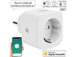 Luminea Home Control Funksteckdosen:WLAN-Steckdose, Apple-HomeKit-zertifiziert, Mit App & Sprachsteuerung