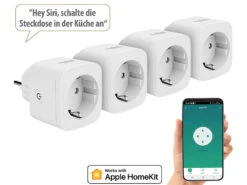 Luminea Home Control WLAN Steckdosen-Schalter:4er-Set WLAN-Steckdosen, Apple-HomeKit-zertifiziert, Sprachsteuerung -Shop Für Smart-Home-Produkte zx5144 14