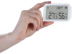 Luminea Home Control WLAN Temperatursensor:3in1-WLAN-Sensor Für Temperatur, Luftfeuchtigkeit Und Helligkeit, App -Shop Für Smart-Home-Produkte zx5200 20