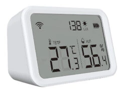 Luminea Home Control WLAN Temperatursensor:3in1-WLAN-Sensor Für Temperatur, Luftfeuchtigkeit Und Helligkeit, App -Shop Für Smart-Home-Produkte zx5200 8