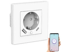 Luminea Home Control Unterputz Steckdose:2in1-WLAN-Unterputzsteckdose Mit USB-C- Und USB-A-Netzteil, 2 A, App -Shop Für Smart-Home-Produkte zx5209 5