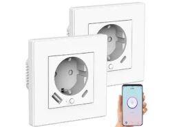 Luminea Home Control Ladeport Steckdose:3er-Set WLAN-Unterputzsteckdosen Mit App, Je 1x USB A, 1x USB C, 2 A -Shop Für Smart-Home-Produkte zx5213 1