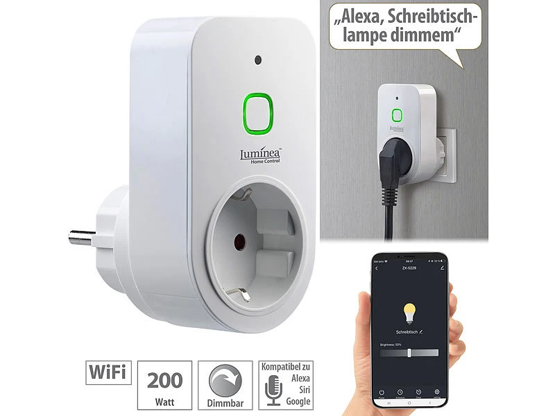 Luminea Home Control Dimmersteckdosen:3er Smarte WLAN-Dimmer-Steckdose Mit Phasenabschnittsdimmer Bis 200 W 11 Luminea Home Control Dimmersteckdosen:3er Smarte WLAN-Dimmer-Steckdose Mit Phasenabschnittsdimmer Bis 200 W – Bild 11