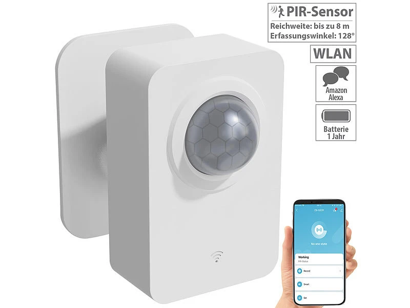 Luminea Home Control PIR Funkmelder:4er-Set ZigBee-PIR-Bewegungsmelder, 8 M Reichweite, App 7 Luminea Home Control PIR Funkmelder:4er-Set ZigBee-PIR-Bewegungsmelder, 8 M Reichweite, App – Bild 7