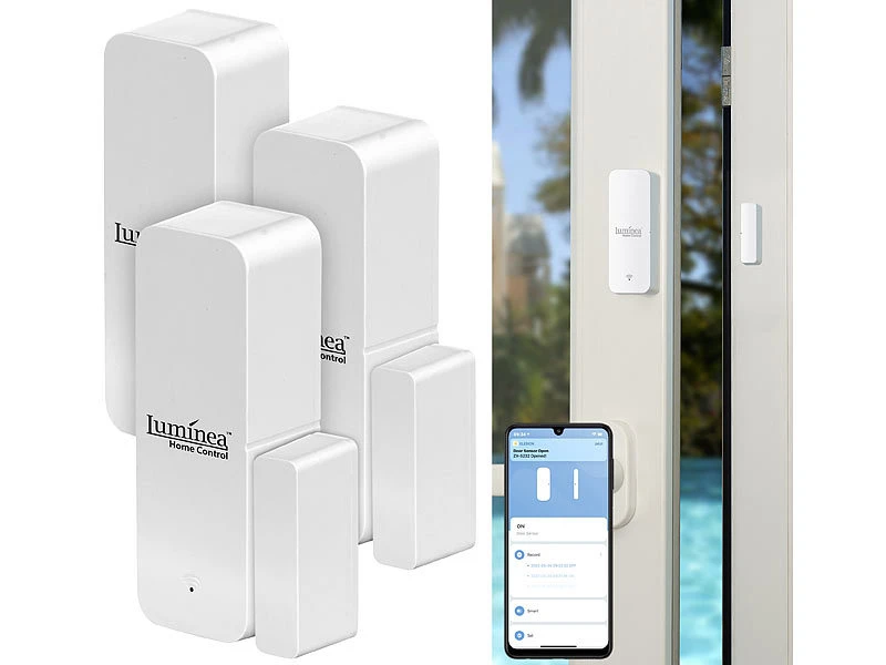 Luminea Home Control Alarmanlagen:3er-Set ZigBee-Tür- & Fensteralarm, Für Alexa, GA Und Siri, App 2 Luminea Home Control Alarmanlagen:3er-Set ZigBee-Tür- & Fensteralarm, Für Alexa, GA Und Siri, App – Bild 2
