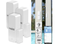 Luminea Home Control Alarmanlagen:3er-Set ZigBee-Tür- & Fensteralarm, Für Alexa, GA Und Siri, App