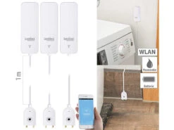 Luminea Home Control Wassermelder Funk:3er-Set ZigBee-Wassermelder, Ext. Sensor, 2 J. Batterielaufzeit, App