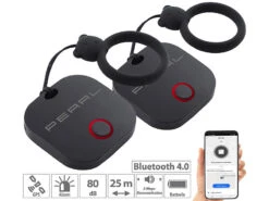 PEARL Key Finder:4in1-Mini-Schlüsselfinder M. BT, App & GPS-Ortung, 80 DB, 2er-Set