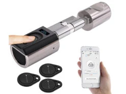 VisorTech Türschloss:Elektronischer Tür-Schließzylinder Mit WLAN-Gateway, Fingerscan, App -Shop Für Smart-Home-Produkte zx5257 19 1