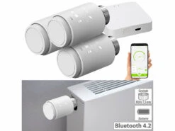 Revolt Heizkörperthermostate:3er-Set Programmierbare Heizkörper-Thermostate Mit WLAN-Gateway & App