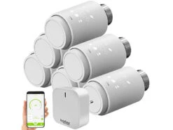 Revolt Heizungsthermostate:6er-Set Programmierbare Heizkörper-Thermostate Mit WLAN-Gateway & App -Shop Für Smart-Home-Produkte zx5281 1