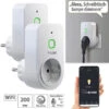 Luminea Home Control Dimmschalter-Steckdosen:2er Smarte WLAN-Dimmer-Steckdose Mit Phasenabschnittsdimmer Bis 200 W