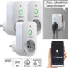 Luminea Home Control Dimmersteckdosen:3er Smarte WLAN-Dimmer-Steckdose Mit Phasenabschnittsdimmer Bis 200 W