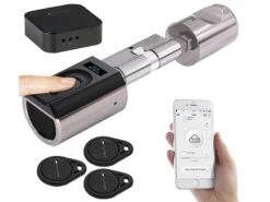 VisorTech Türschloss:Elektronischer Tür-Schließzylinder Mit WLAN-Gateway, Fingerscan, App -Shop Für Smart-Home-Produkte zx5325 18