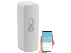 Luminea Home Control Temperatur Datenlogger:4er-Set ZigBee-Temperatur- & Luftfeuchtigkeits-Sensoren Mit App -Shop Für Smart-Home-Produkte zx7227 6