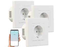 Luminea Home Control Smart-Steckdose Alexa:3er-Set WLAN-Unterputz-Steckdosen Mit Verbrauch-Messung, App, 3.680 W -Shop Für Smart-Home-Produkte zx7316 1