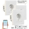Luminea Home Control Smart-Steckdose Alexa:3er-Set WLAN-Unterputz-Steckdosen Mit Verbrauch-Messung, App, 3.680 W