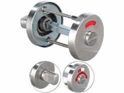 AGT Edelstahl-Türbeschlag:Edelstahl-Rosetten-Set Für Bad & WC, Drehknopf, Besetzt-Anzeige, Rund