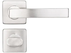 AGT Türbeschläge Badezimmer:2er-Set Edelstahl-Türbeschlag Bad & WC, 2 Klinken & Rosetten, Eckig -Shop Für Smart-Home-Produkte zx8081 4 1