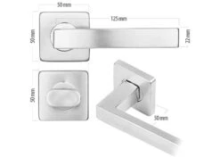 AGT Türbeschläge Badezimmer:2er-Set Edelstahl-Türbeschlag Bad & WC, 2 Klinken & Rosetten, Eckig -Shop Für Smart-Home-Produkte zx8081 7 1