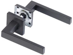 AGT Türklinken Edelstahl:3er-Set Edelstahl-Türbeschläge, Je 2 Klinken & Rosetten, Eckig Schwarz -Shop Für Smart-Home-Produkte zx8082 0 1