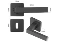 AGT Türklinken Edelstahl:3er-Set Edelstahl-Türbeschläge, Je 2 Klinken & Rosetten, Eckig Schwarz -Shop Für Smart-Home-Produkte zx8082 6 2