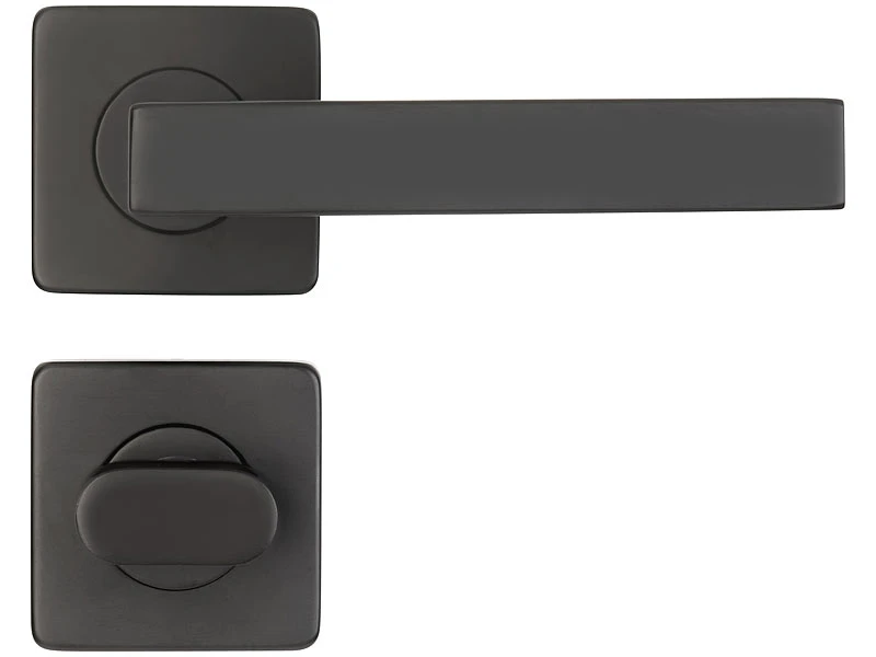 AGT Toiletten-Türklinken:2er-Set Edelstahl-Türbeschlag Bad & WC, 2 Klinken & Rosetten, Schwarz 6 AGT Toiletten-Türklinken:2er-Set Edelstahl-Türbeschlag Bad & WC, 2 Klinken & Rosetten, Schwarz – Bild 6