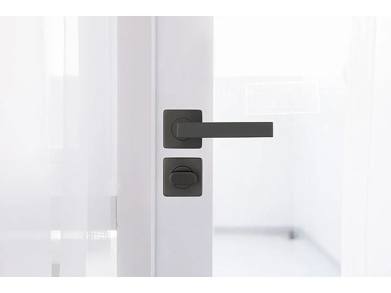 AGT Toiletten-Türklinken:2er-Set Edelstahl-Türbeschlag Bad & WC, 2 Klinken & Rosetten, Schwarz 5 AGT Toiletten-Türklinken:2er-Set Edelstahl-Türbeschlag Bad & WC, 2 Klinken & Rosetten, Schwarz – Bild 5