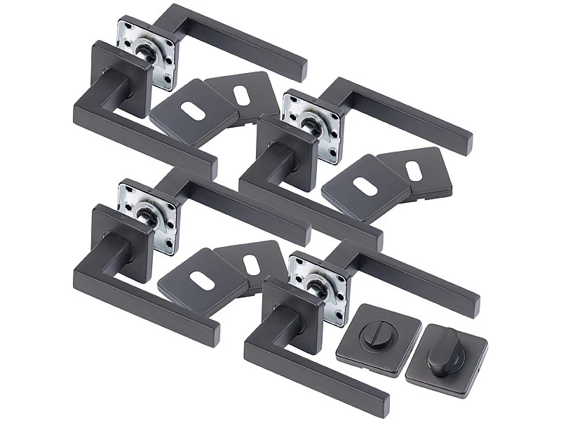 AGT Moderner Türbeschlag:4er-Set Edelstahl-Türbeschläge, 1x Für Bad/WC, 3x Für Zimmertüren 1 AGT Moderner Türbeschlag:4er-Set Edelstahl-Türbeschläge, 1x Für Bad/WC, 3x Für Zimmertüren