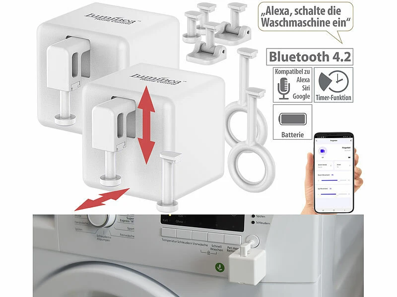Luminea Home Control Funk-Schalter-Aufsätze:2er-Set Smarte Schalter-Aufsätze Für Kippschalter & Taster, Mit App 1 Luminea Home Control Funk-Schalter-Aufsätze:2er-Set Smarte Schalter-Aufsätze Für Kippschalter & Taster, Mit App